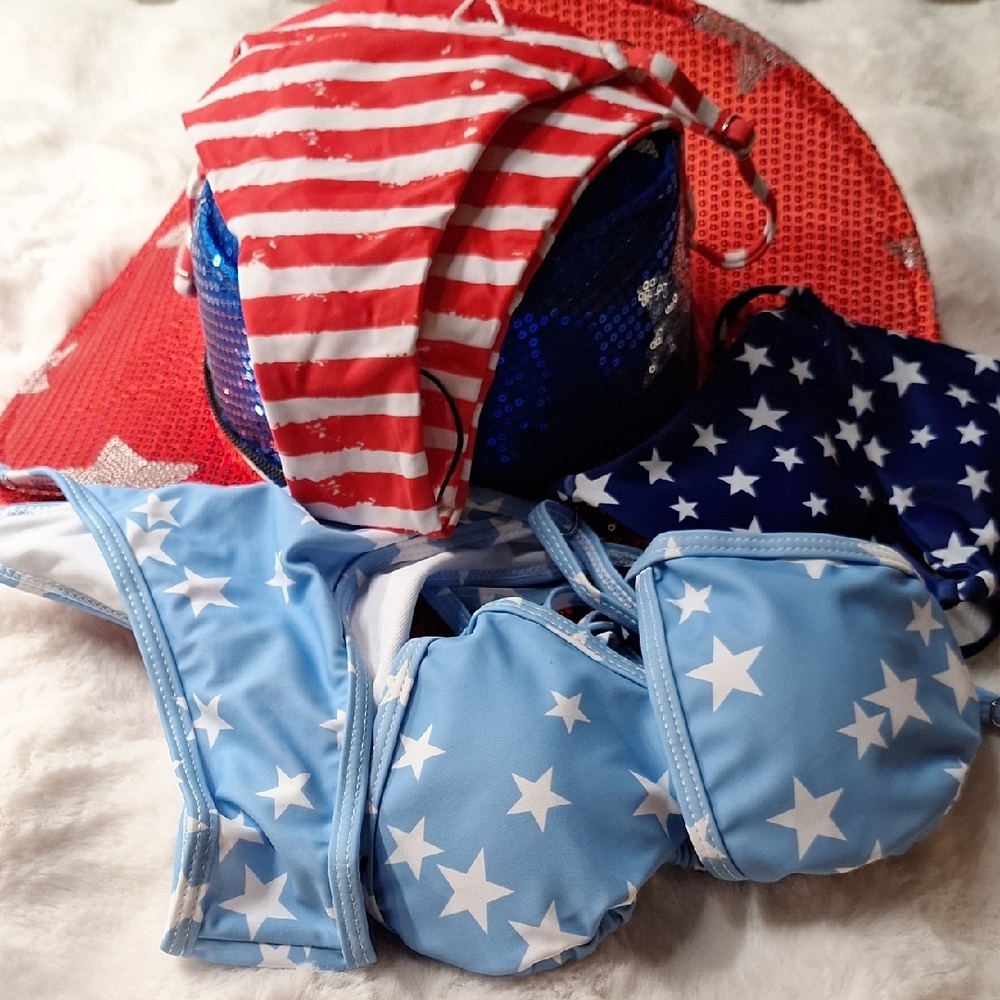 Red and Blue Patriotic Bikinis Swimwear